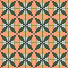Fototapeta premium Flower-Shaped Hexagons with Triangular Petals and Circular Centers in a Repeating Pattern