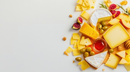 Assorted Cheese Board with Fruits and Honey Display