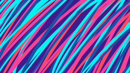 Diagonal stripes, pink, blue, and red.