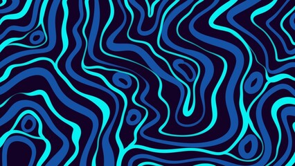 Abstract pattern with blue and teal wavy lines on dark background. 
