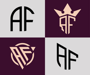 Creative simple Initial Letters AF Logo Designs Bundle.