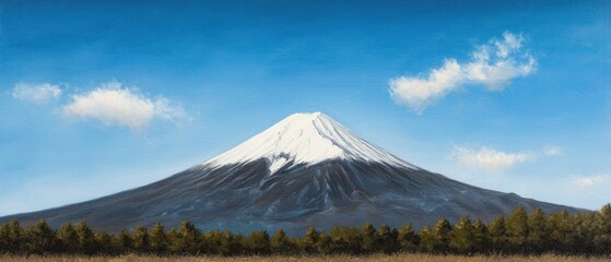 Fototapeta premium Experience the majestic beauty of mount fuji surrounded by verdant forests and a clear blue sky