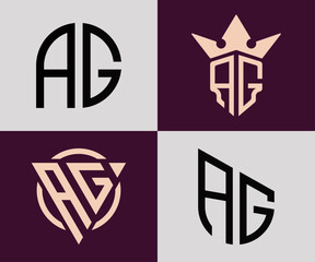 Creative simple Initial Letters AG Logo Designs Bundle.