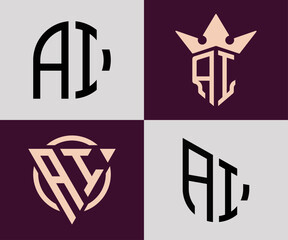 Creative simple Initial Letters AI Logo Designs Bundle.