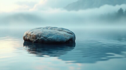 Serene Rock on Still Waters