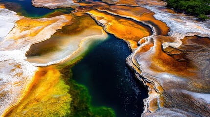 Vibrant Aerial View of River Delta Landscape