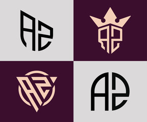 Creative simple Initial Letters AZ Logo Designs Bundle.