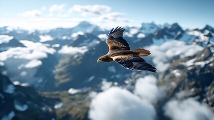 Majestic Eagle Soaring Above a Dramatic Canyon Landscape