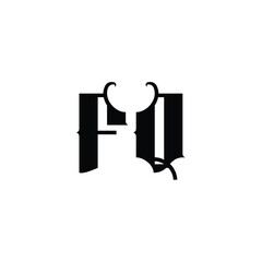 FQ monogram logo design letter text name symbol monochrome logotype alphabet character simple logo