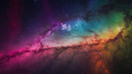 Fototapeta premium Vividly Colored Nebula and Stars in Cosmic Space Scene