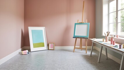 Fototapeta premium Frame mockup single vertical ISO A paper size. nterior mockup Apartment background