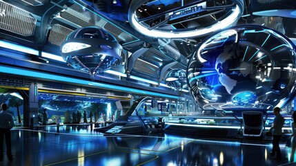 Futuristic Interior with Globe Display