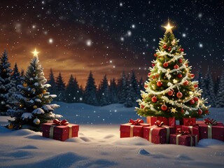 Obraz premium christmas tree with gifts