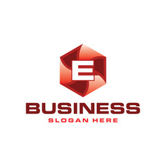 Letter E Hexagon Geometric Business Technology Creative Design Logo