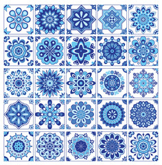  mosaic for seamless pattern blue square with white background