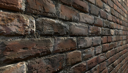 Close-up texture of a weathered red brick wall showcasing intricate details and rustic charm.
