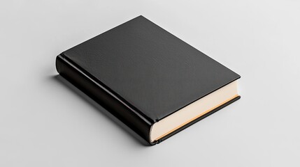 Elegant Black Hardcover Book on a Minimalist Background Perfect for Presentations, Mockups, or Creative Projects Featuring a Blank Cover for Customization