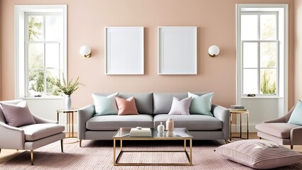 Fototapeta premium Frame mockup single vertical ISO A paper size. nterior mockup Apartment background