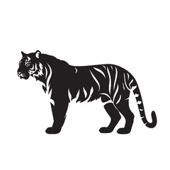 Naklejka premium Tiger pose vector silhouette flat style black color illustration isolated white
