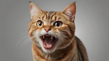 Obraz premium Close-Up of an Angry Cat – Fierce Expression and Feline Emotion Captured in Detail