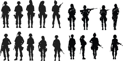 USA Army Silhouettes Vector Art, Design  Silhouettes of US Army Soldiers Vector