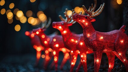 Fototapeta premium shiny red illuminated christmas reindeer