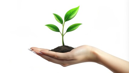A Hand Holding a Young Plant Growing from Soil