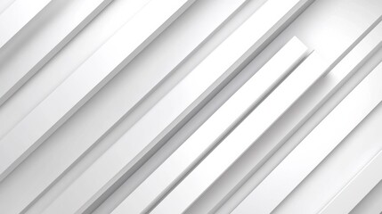 Obraz premium Modern minimalist abstract background with diagonal white lines in zigzag pattern for dynamic depth and movement on white backdrop.