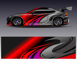 Car wrap design vector. Graphic abstract stripe racing background designs for vehicle, rally, race, adventure and car racing livery	