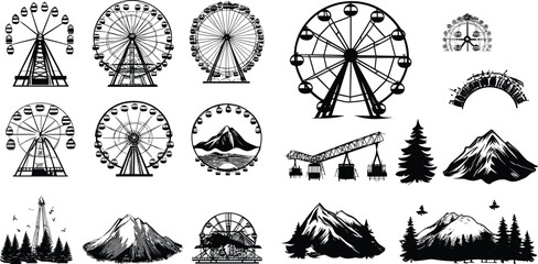 set of icons,set of silhouettes of people, set of silhouettes of silhouettes