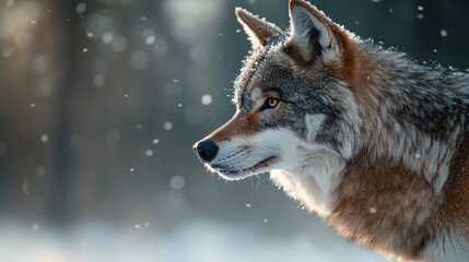 Obraz premium Wolf in Snowy Landscape Close Up