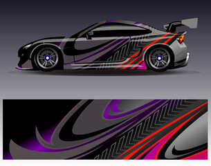 Car wrap design vector. Graphic abstract stripe racing background designs for vehicle, rally, race, adventure and car racing livery	