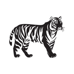 Obraz premium Tiger hand drawn animal silhouette 