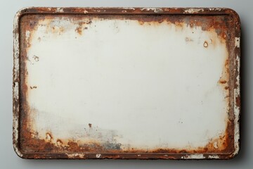 Rusted Metal Frame with Dark Brown Color, White Chipped Paint, and Weathered Texture - Aged Rustic Appearance.