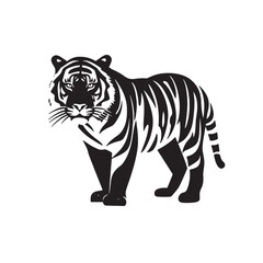Cute white tiger in flat cartoon style