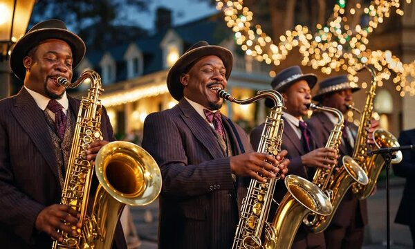 Joyful Jazz Band Performing at Evening Street Event