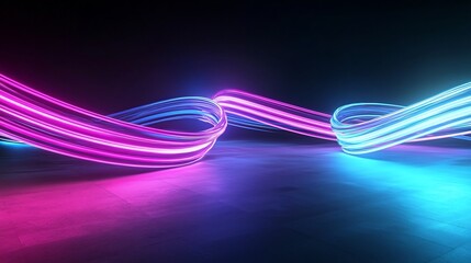 Mesmerizing Neon Shapes Glowing in Futuristic Digital Environment
