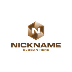 Letter N Simple Hexagon Technology Creative Design Template Logo