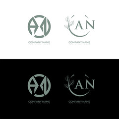 AN minimalist and classic logo set design. AN monogram circle shape vector. AN unique design.