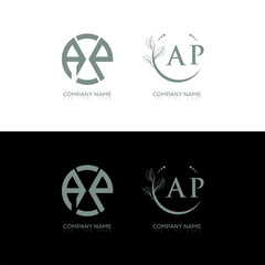 AP minimalist and classic logo set design. AP monogram circle shape vector. AP unique design.