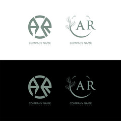 AR minimalist and classic logo set design. AR monogram circle shape vector. AR unique design.