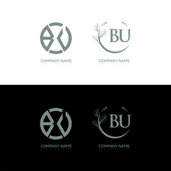 BU minimalist and classic logo set design. BU monogram circle shape vector. BU unique design.