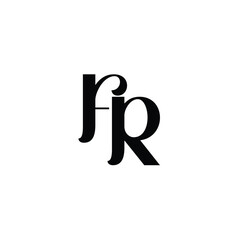 FR monogram logo design letter text name symbol monochrome logotype alphabet character simple logo