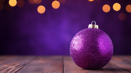 Purple Christmas ball isolated on background, Template Christmas.