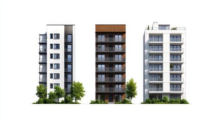 Explore modern architectural trends with three distinct residential designs showcasing innovative facades and sustainable living solutions