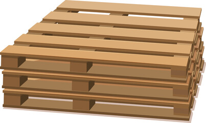 Empty wooden pallet for goods stack isolated on white. Vector illustration