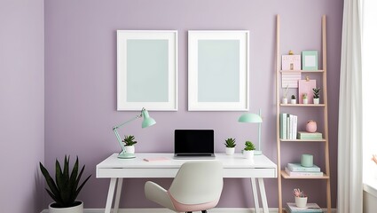 Interior mockup illustration with decor, 3d render. Interior mockup with house background. Modern interior design