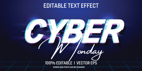 editable cyber vector 3d text effect with modern style design