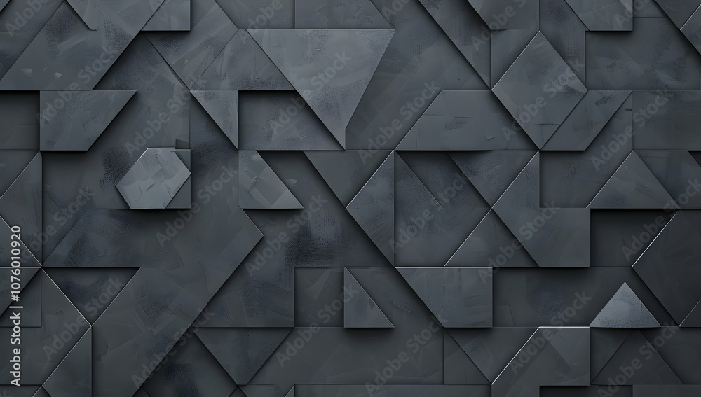 Poster a seamless dark gray background with an intricate geometric pattern of triangles and squares