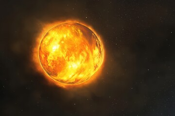 Fototapeta premium Glowing Sun with Intense Yellow and Orange Hues